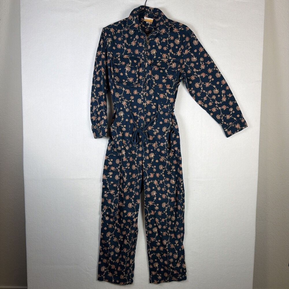 Future Collective Womens Sz 2 Floral Jumpsuit Romper Long Sleeve Cotton Wide Leg
